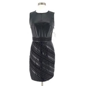 Bailey 44 Dancing in the Dark Sheath Dress Black Faux Leather New Size Small